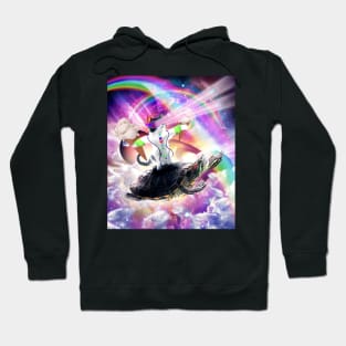 Lazer Rave Space Cat Riding Turtle Eating Ice Cream Hoodie